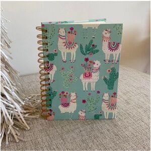 🪞 NWT llama printed hardcover cactus printed spiral notebook/ home office 8 x7”